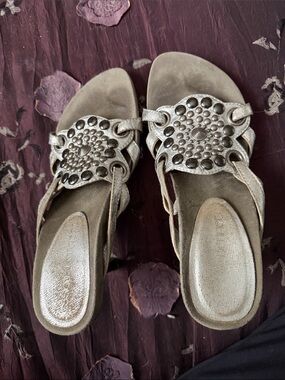 Born Metallic Silver Embellished Slide Mules